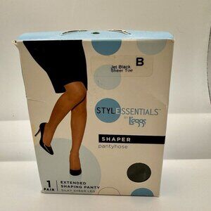 Style Essentials By Leggs Shaper Pantyhose Size B Sheer Toe Black